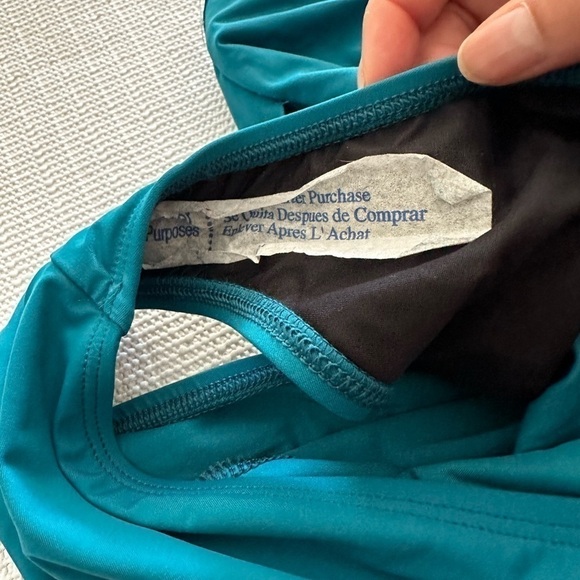 La Blanca One Piece Swimsuit Halter Twist Knot Front Mesh Inserts 4 Peacock 5025 - Picture 7 of 14